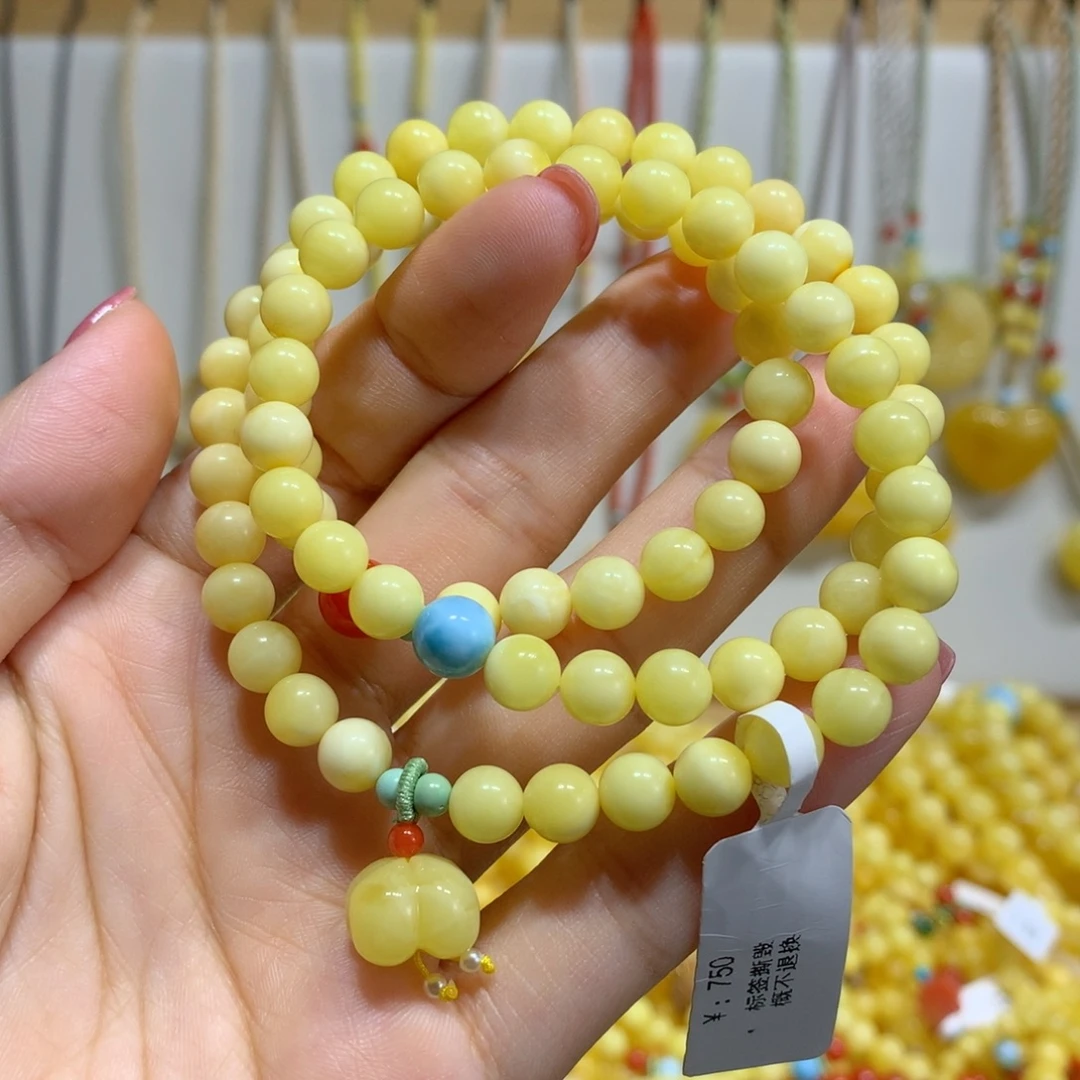 未镶嵌蜜蜡手链6.8mm