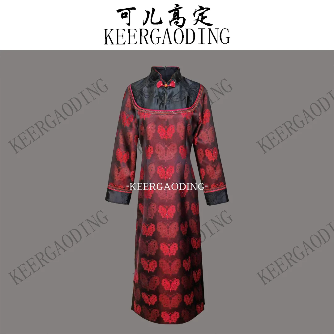 【可儿•高定】高端新中式设计师款珠片丝毛提花旗袍连衣裙JF7206-2