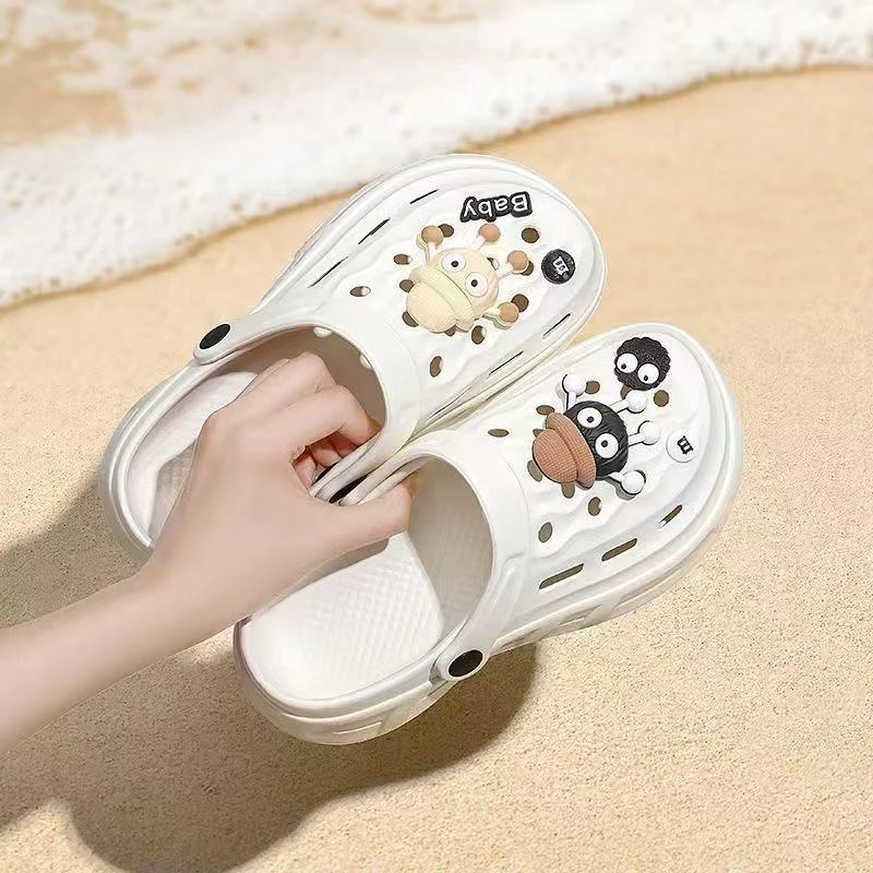 EVA防滑耐磨可爱煤球洞洞鞋男女外穿休闲凉拖鞋情侣沙滩鞋JK A849