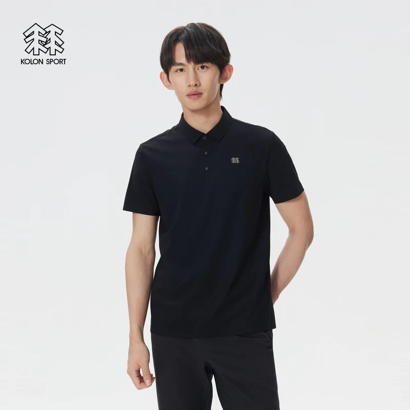 KOLON SPORT可隆POLO防晒UPF50+接触凉感男士压胶短袖弹力上衣