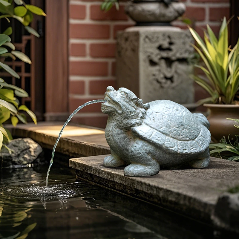 水磨坊龙龟吐水喷泉装饰庭院水池阳台鱼池流水假山流水造景摆件