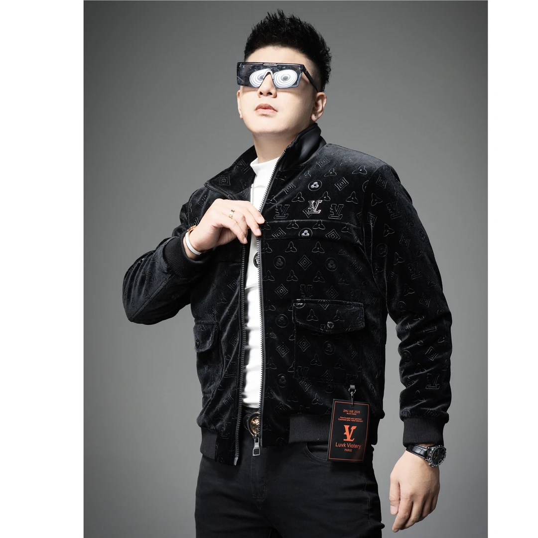 富比莫维高端立领金丝绒棉衣外套男冬季潮流时尚加棉夹克棉服