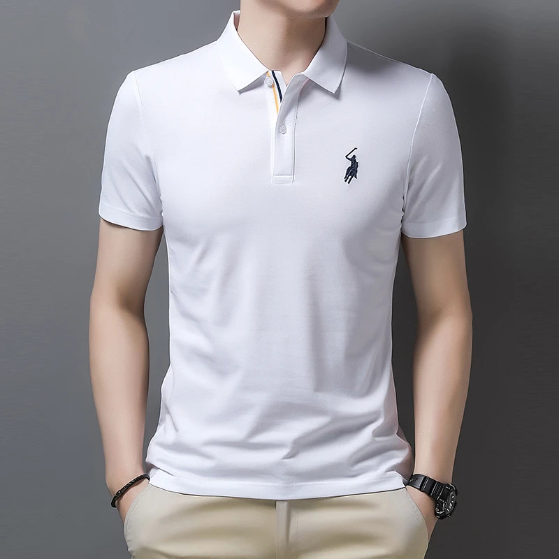 B0LISI/金利来马标拉夫劳伦保罗衫男宽松大码商务翻领短袖恤男