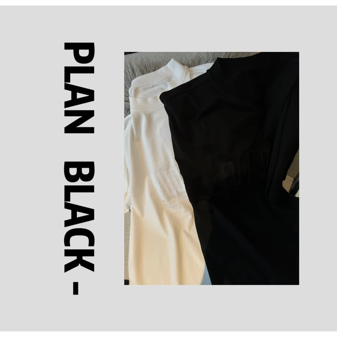 RICH陈发财【All Black刺绣 】新款重磅刺绣黑武穿搭设计款T恤3770