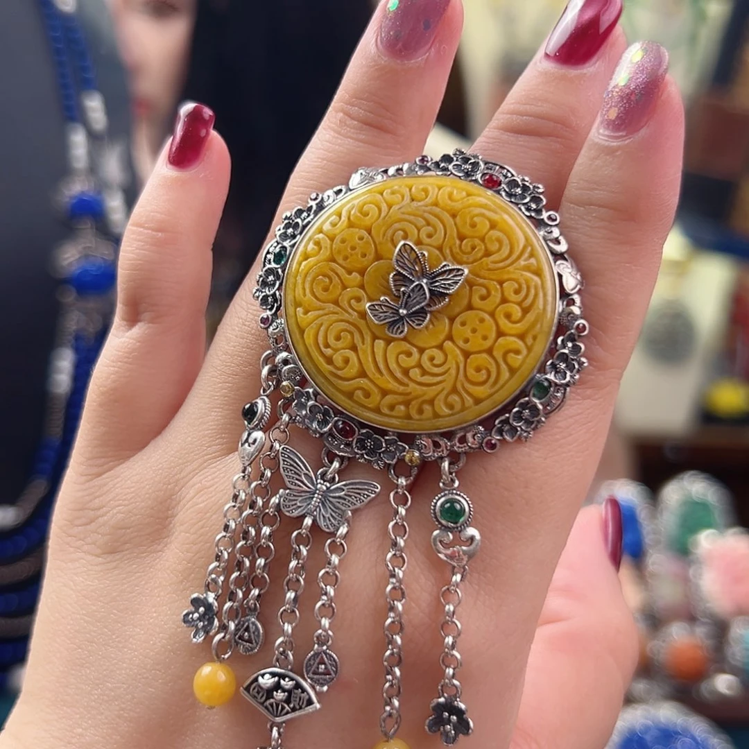 1***+戒指/指环翡翠银S925镶嵌国风