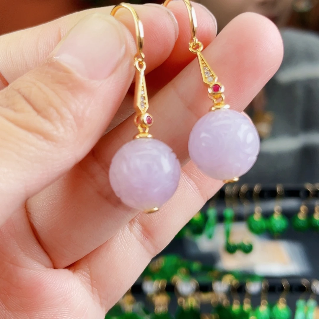 翡翠银S925镶嵌耳饰