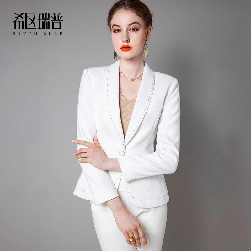 希区瑞普单排扣轻职风女包袖西装女士休闲西服修身名媛职业