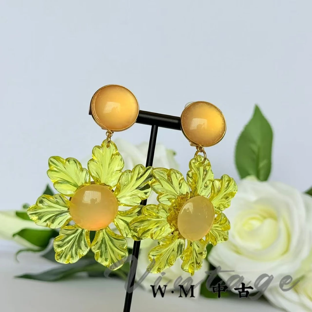 铜合金耳饰 W·M中古-vintage （法）法产扫肩耳夹