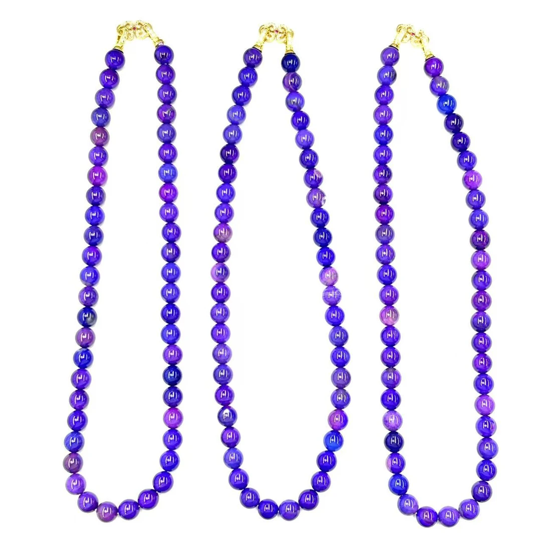 【符老板】x587-国风舒紫俱来玛瑙圆珠项链-赠礼盒-多样性只发一件