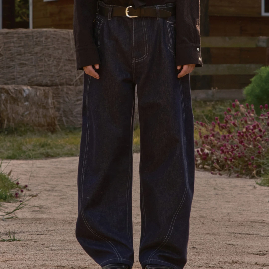 TAM TUAS 【圆月】原牛弯刀明线结构牛仔裤《致爱洛斯的咏叹调》