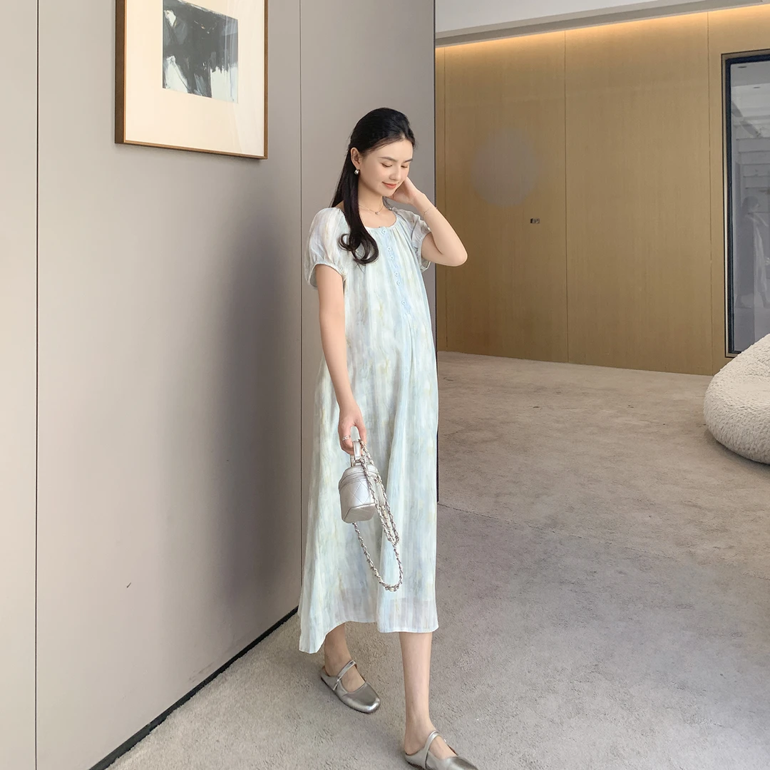ZMA孕妇装【丁达尔·晕染a字长裙】连衣裙孕期显瘦洋气裙子夏季夏款