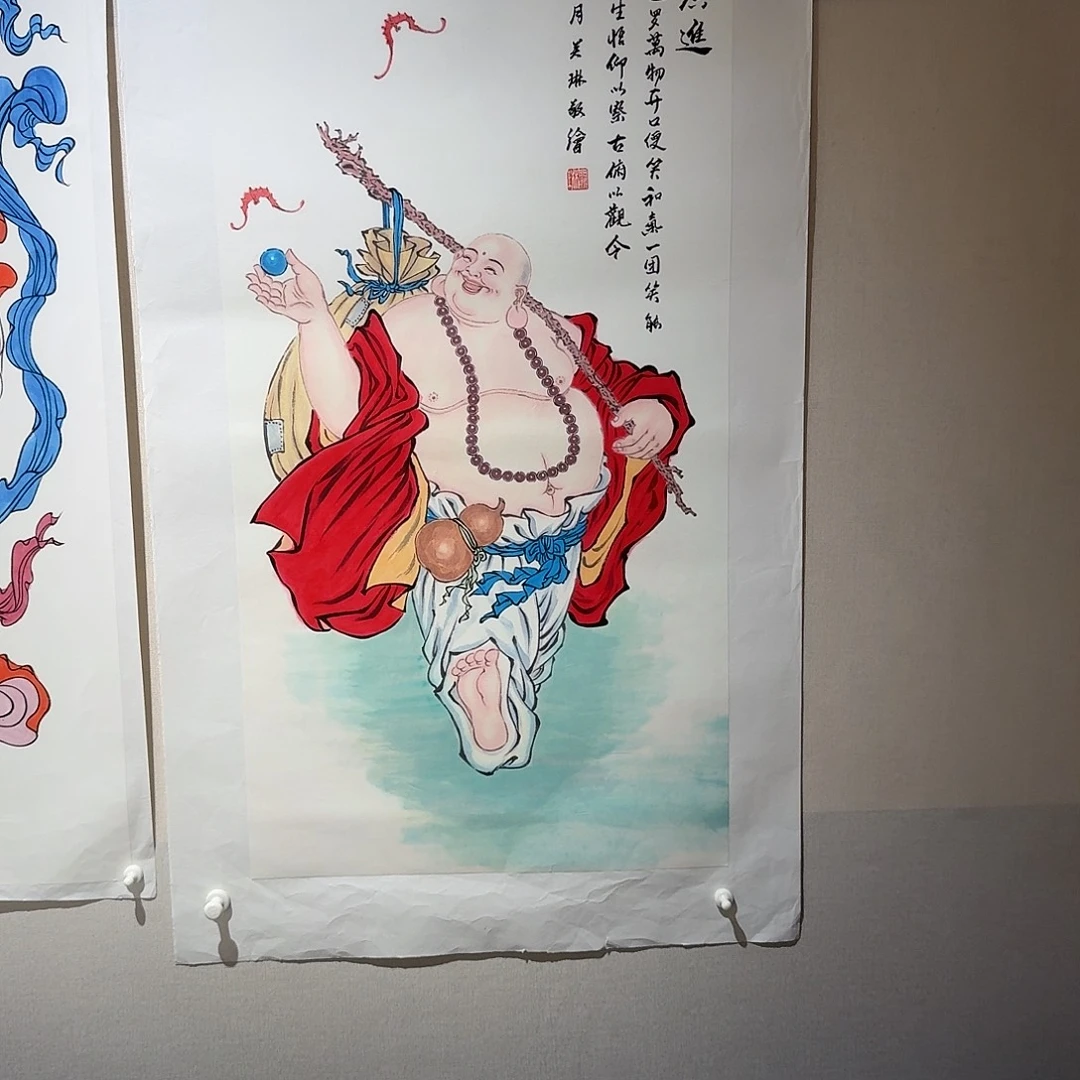 国画弥勒佛一副作品