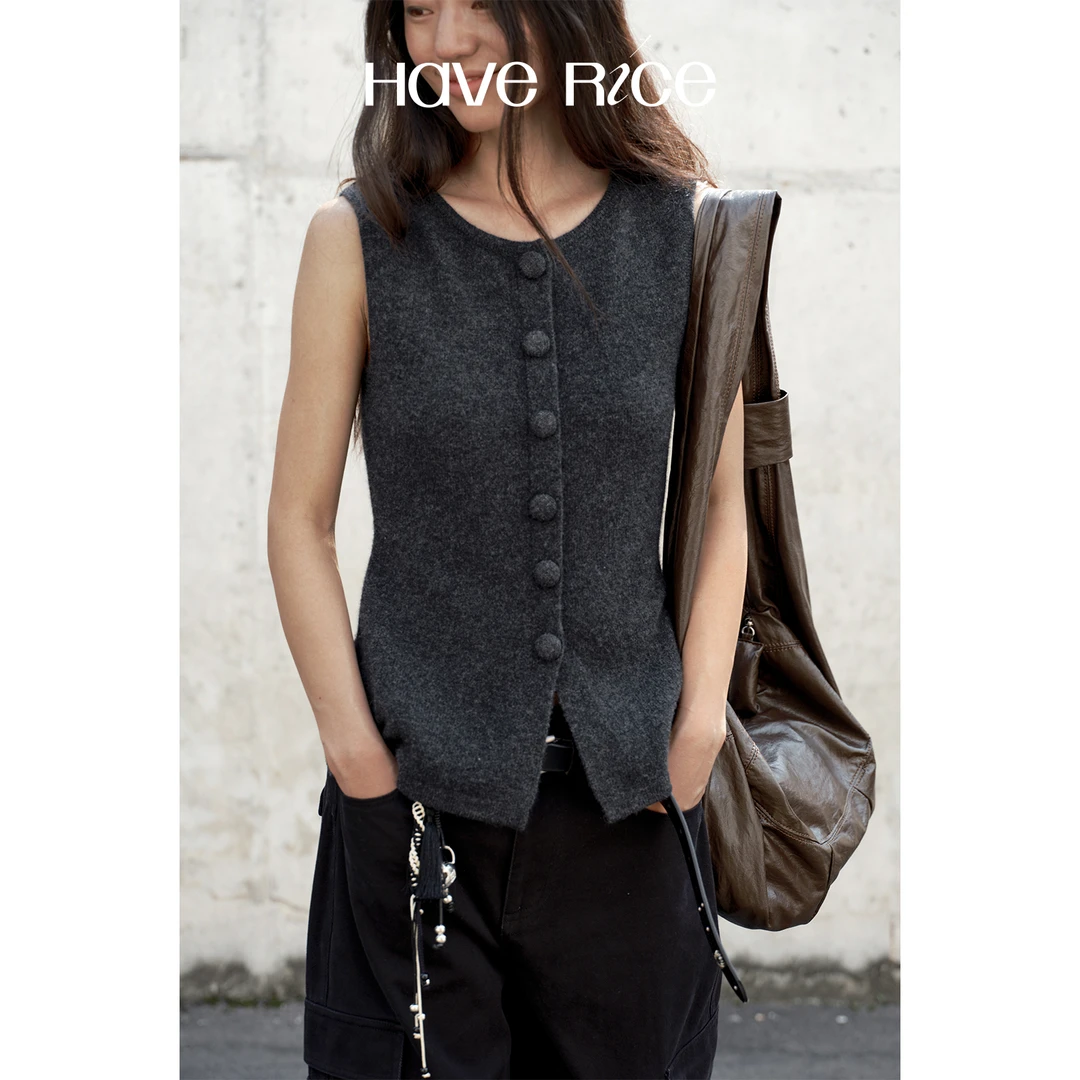 【全羊毛收腰马甲】HAVERICE高智女友全羊毛收腰合体无袖针织背心