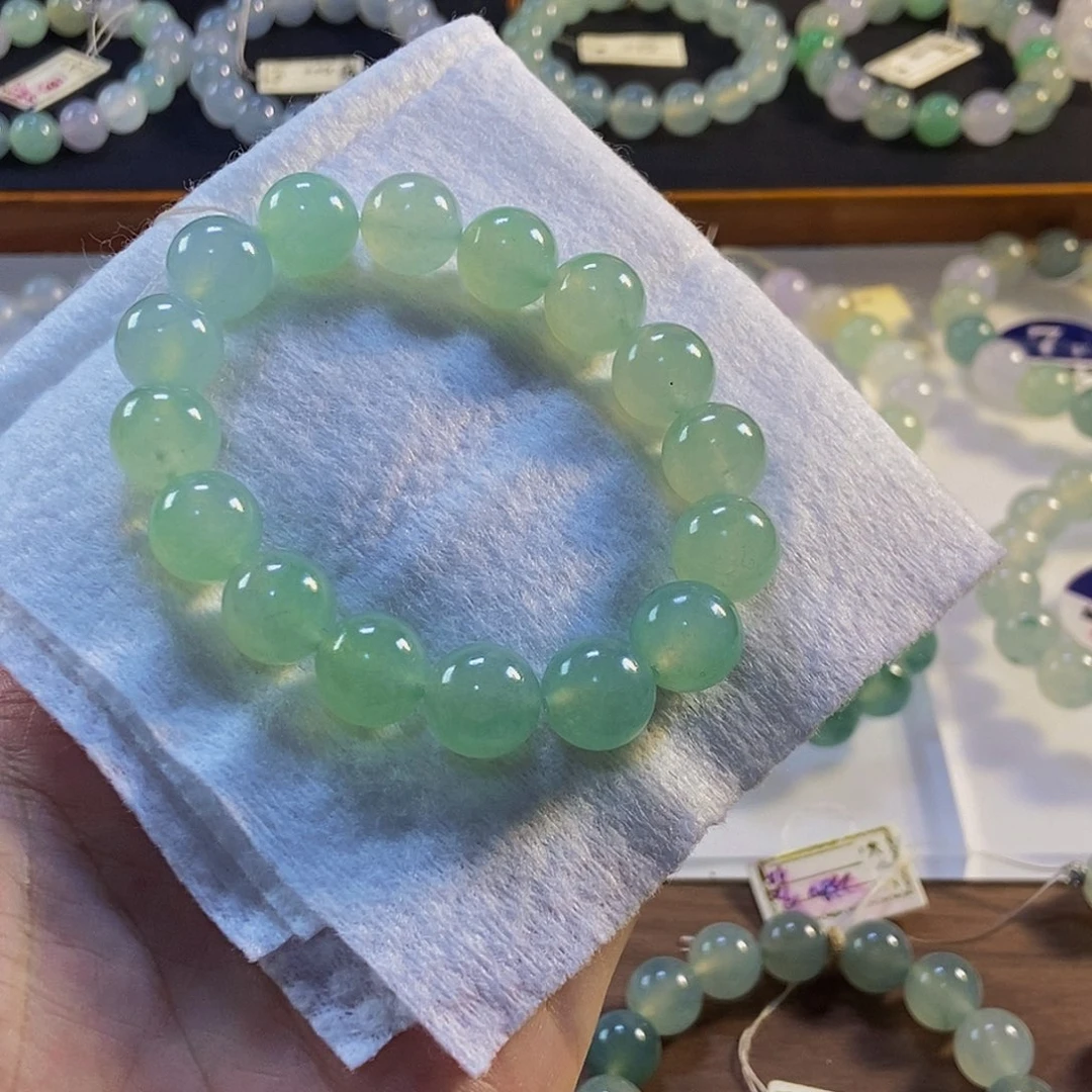 定制翡翠未镶嵌翡翠手串卡12+