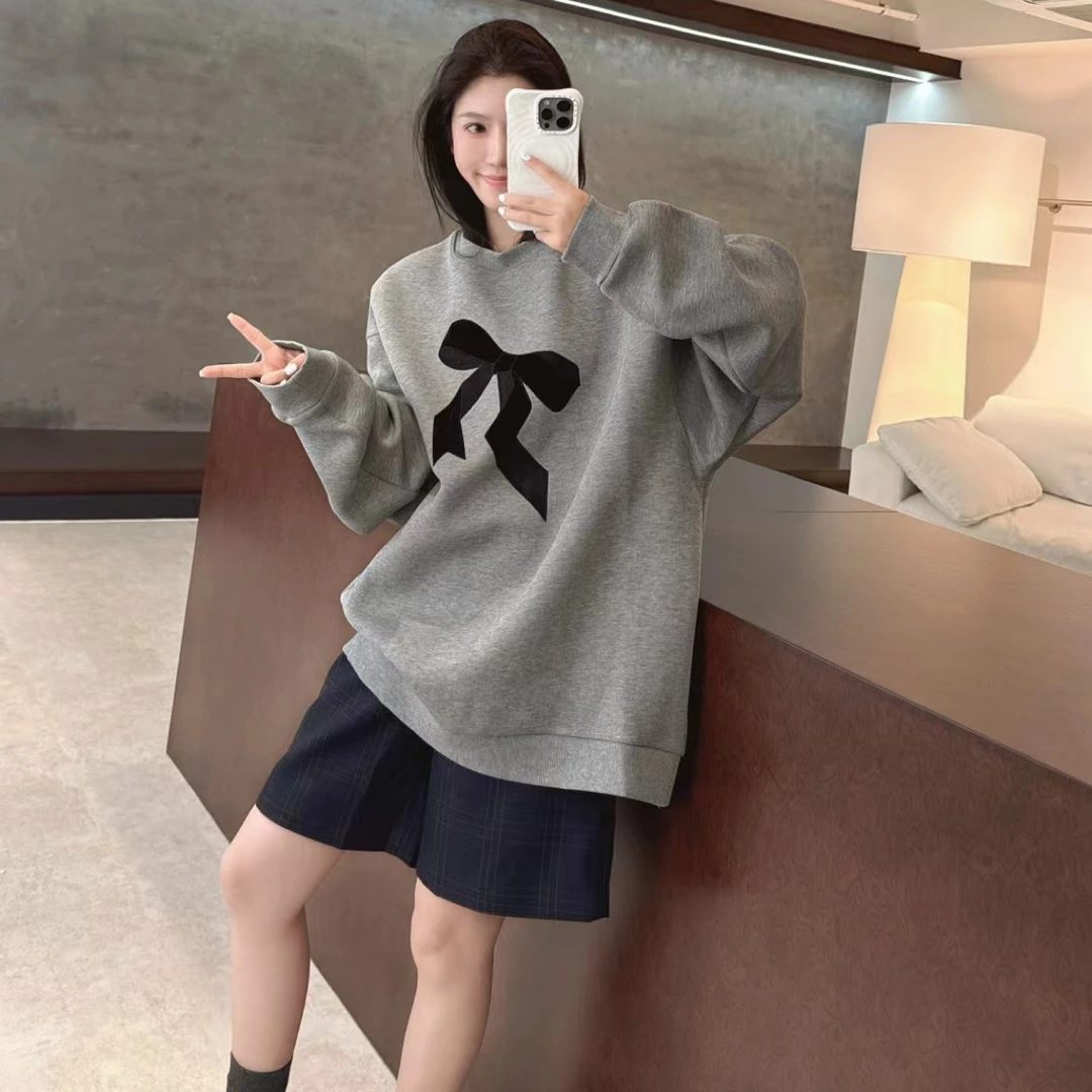 【琦琦】欧货高订宽松欧版蝴蝶结圆领大卫衣