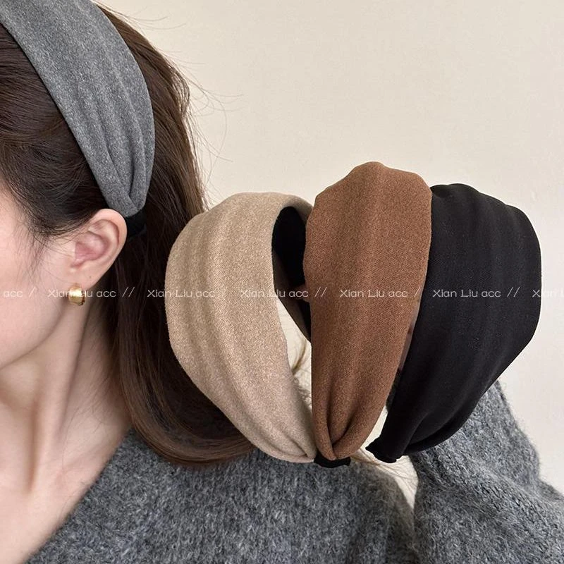 日常外戴宽边发捆发箍女新款压发高颅顶灰色发带发卡发旅头箍F03