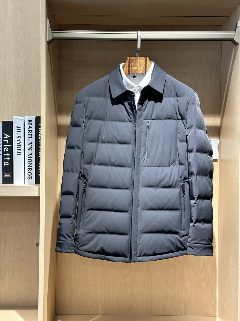 秋冬款男款保暖翻领拉链羽绒服商务时尚户外商务休闲加厚鹅绒外套