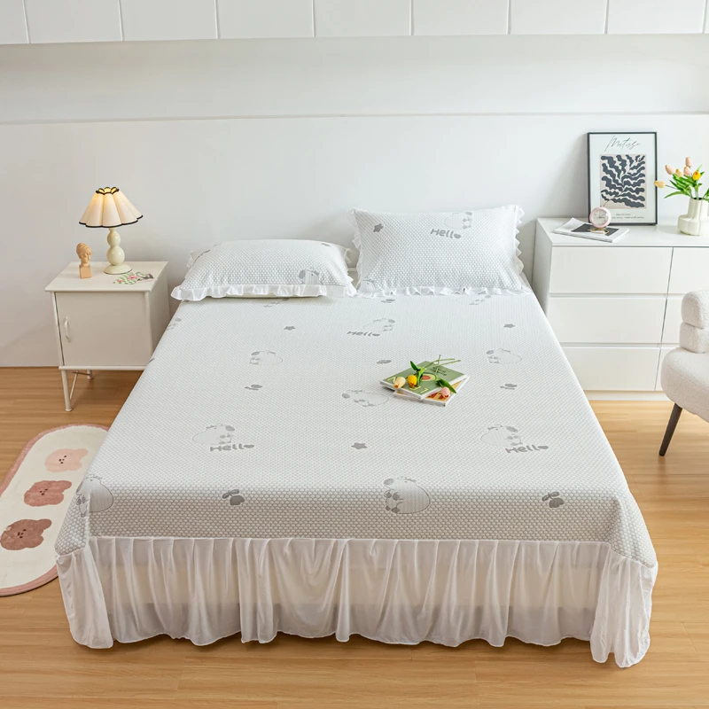 5D冰豆豆A类冰丝席夏天舒适柔软折叠防滑床裙款可水洗豆豆凉席