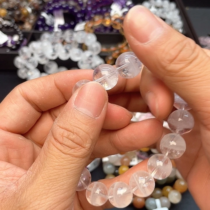 水晶手串未镶嵌4白幽灵13mm