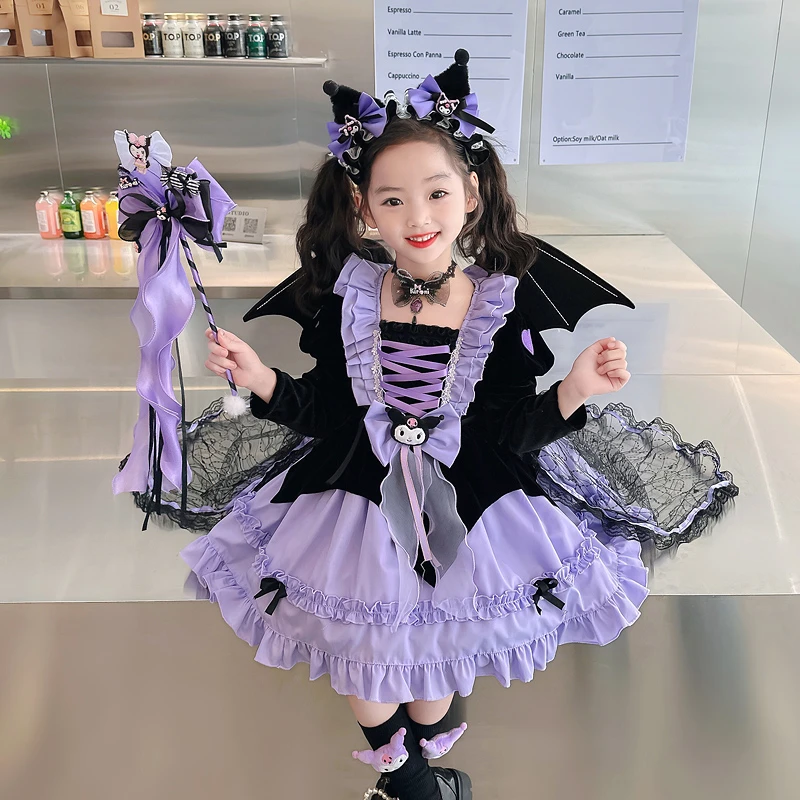 库洛米女童公主裙2025秋3-6岁宝宝小女孩裙子洋气小孩儿童连衣裙