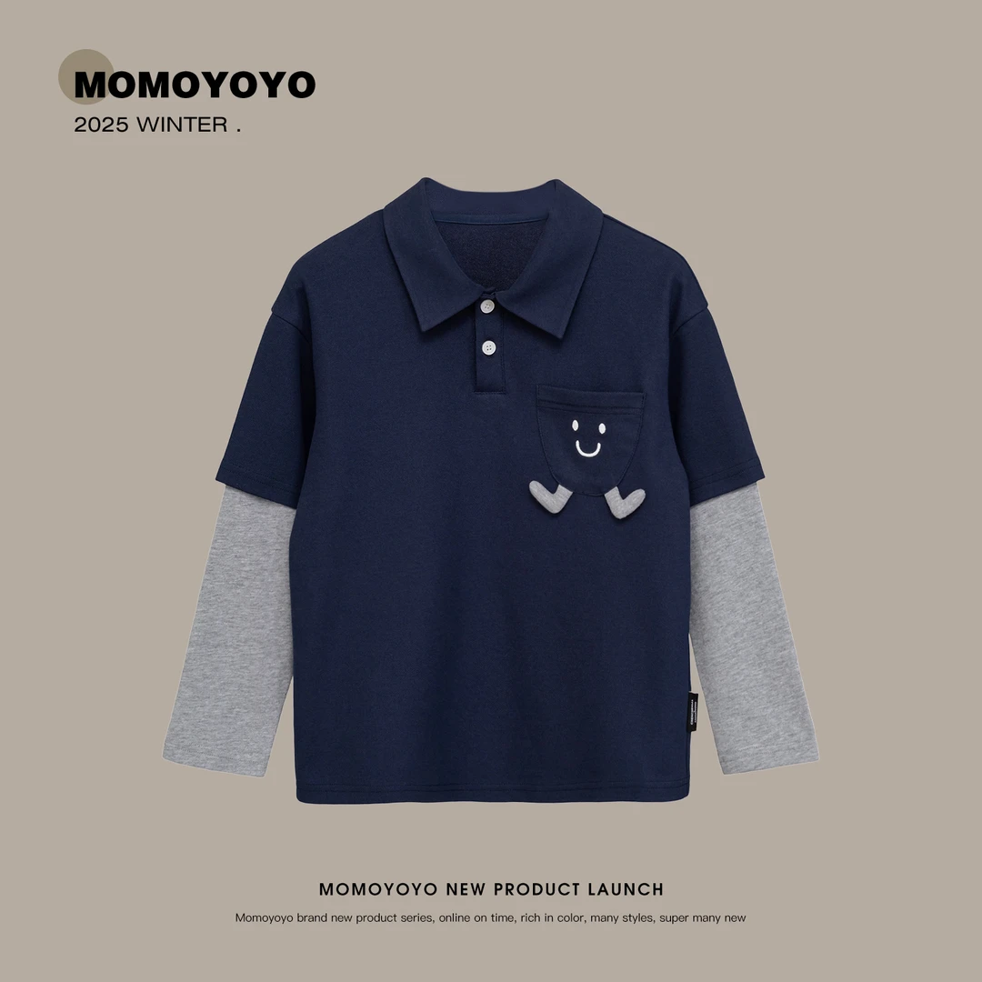 【蔚蓝之谜】儿童假两件珠地polo衫汉服 9126X