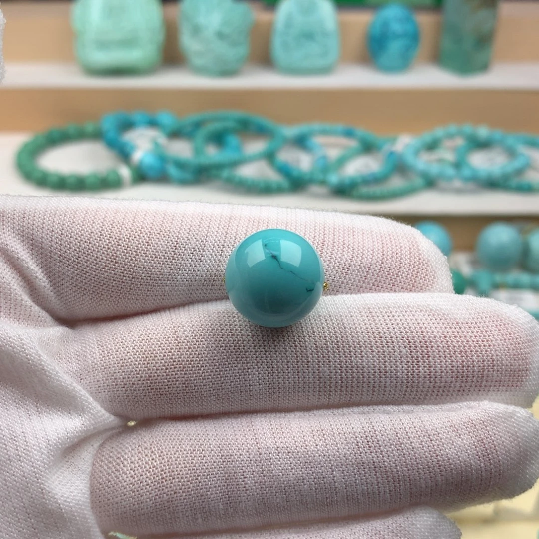 未镶嵌绿松石珠宝奇石14.7mm