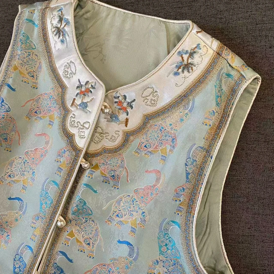 【小象当家】（吉祥如意）加厚秋冬新中式女士马甲 中国风复古马甲