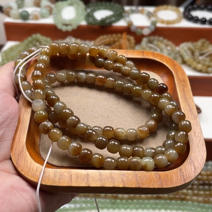 和田玉未镶嵌毛衣链珠串6*7mm