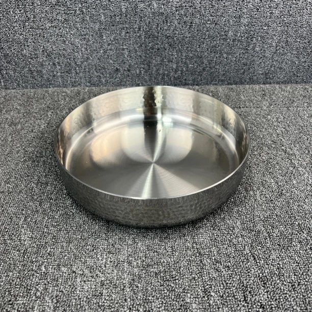 迪尼兰26*6.5cm1000克锤纹煎盘316不锈钢烙饼水果盘加厚煎锅烤盘