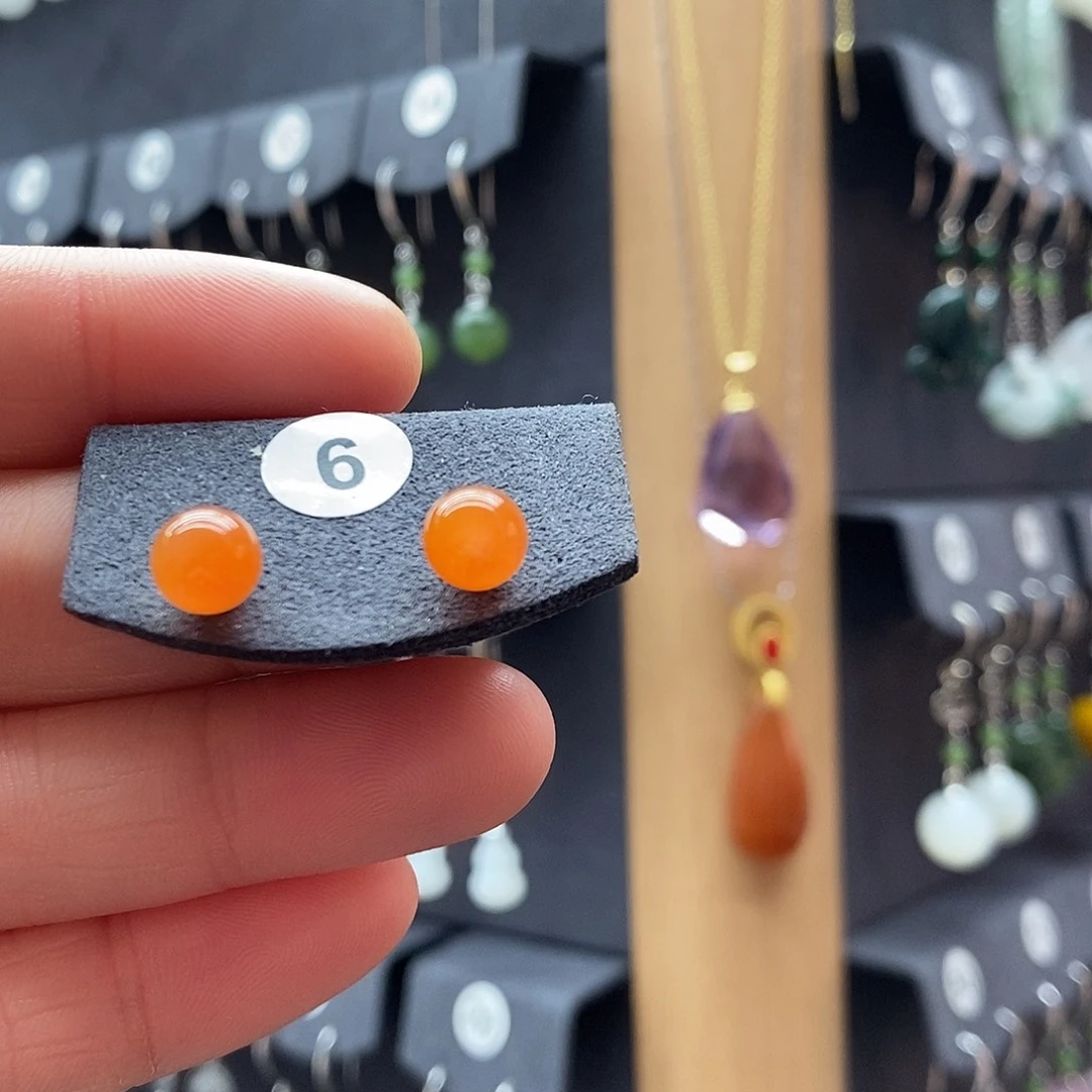 玛瑙/玉髓银S925镶嵌耳坠