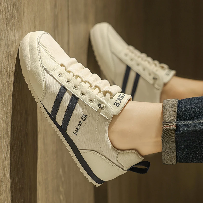 男鞋2025新款阿甘小白鞋秋季透气布面板鞋免系带男士休闲鞋子男款