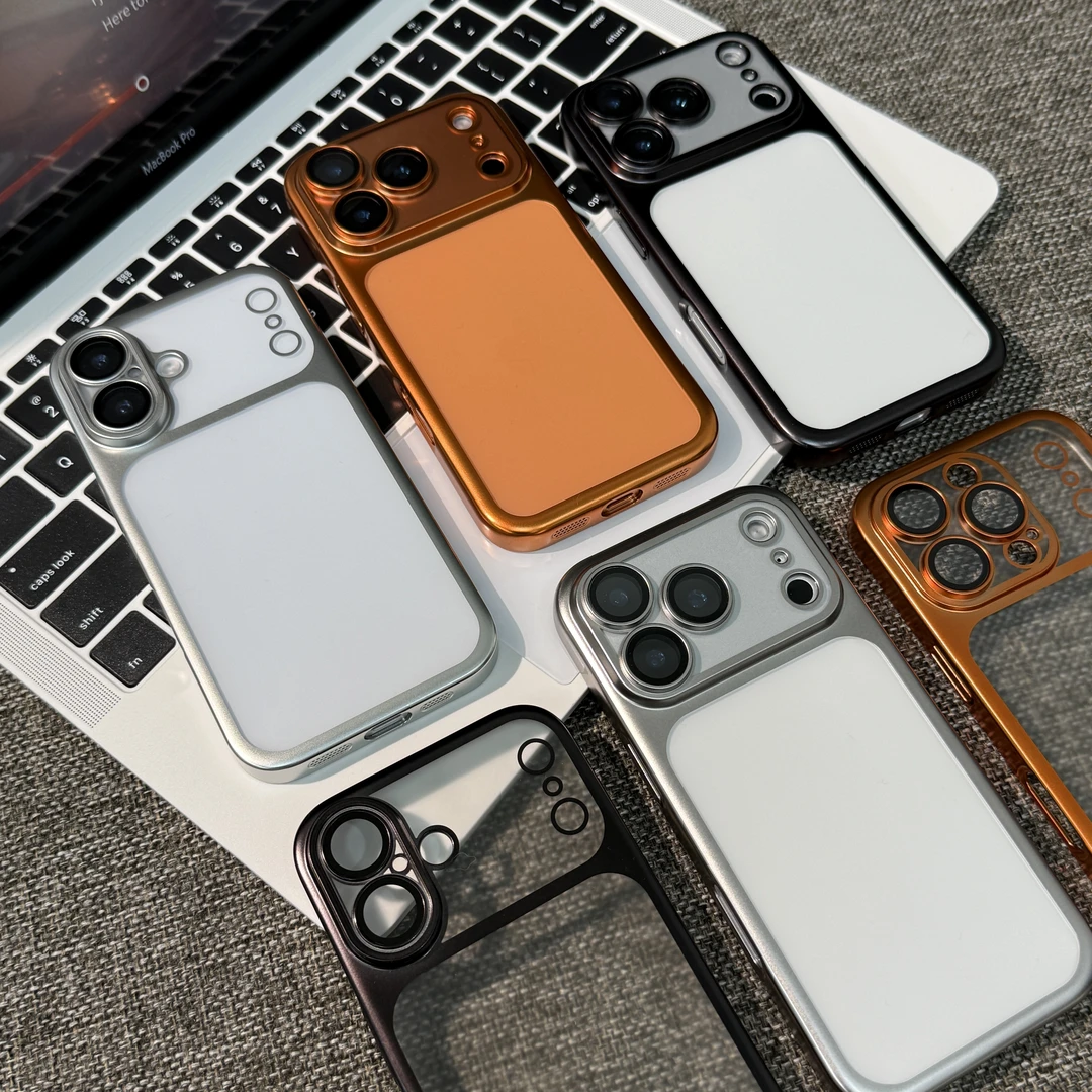 雅天立新款磨砂电镀适用苹果17/16镜头膜手机壳iPhone15PRO/13套
