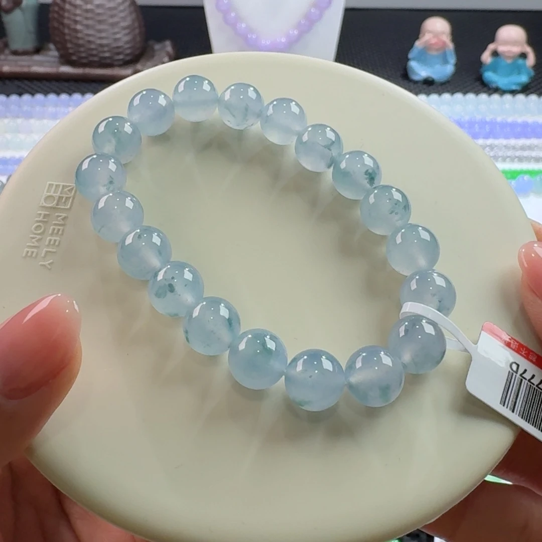 翡翠颈饰未镶嵌力力力推冰胶蓝紫飘花单圈10mm