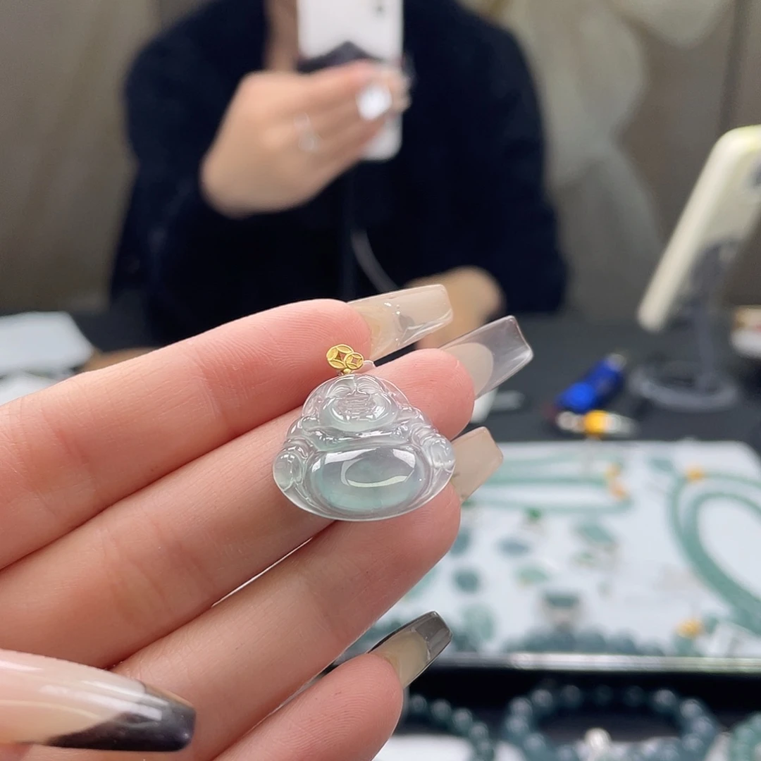 翡翠18K金镶嵌吊坠(不含链)