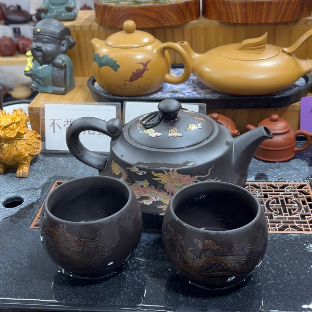 茶壶紫砂紫砂壶如意500cc一壶4杯