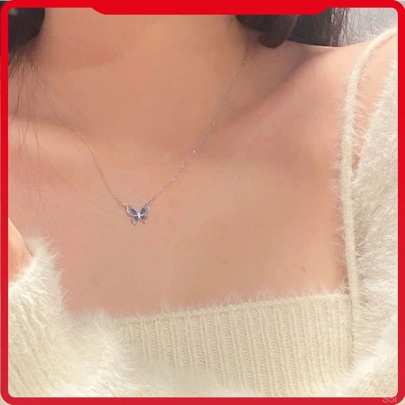 ins潮 蝴蝶锁骨链非金属温柔梦蝶气质项链女小众高级感法式项链