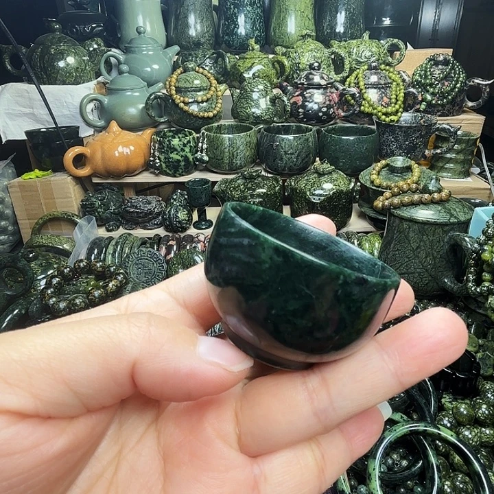 蛇纹石玉未镶嵌珠宝半成品藏玉药王石福利款杯子