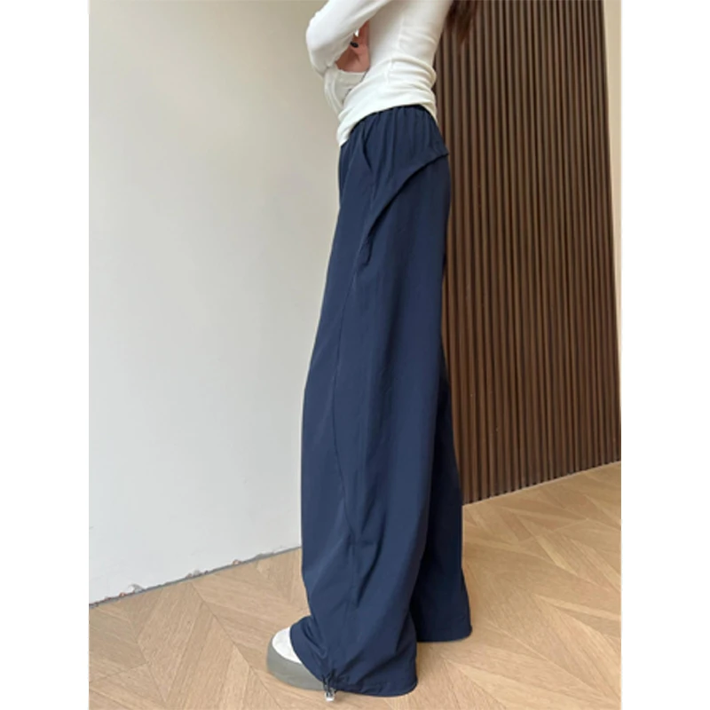 藏青色速干工装冲锋裤男女款夏季美式休闲伞兵裤子直筒宽松阔腿裤