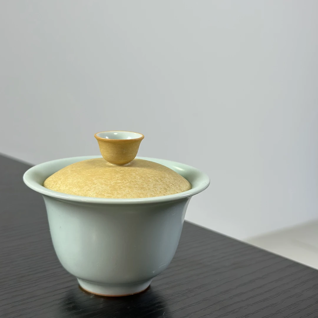 心悦茶器 龙泉青瓷 张康凝脂系列盖碗 手工盖碗