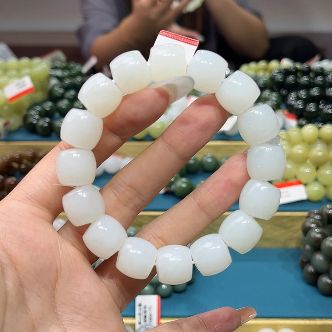 和田玉未镶嵌手链纯天然和田玉新疆且末金山白14