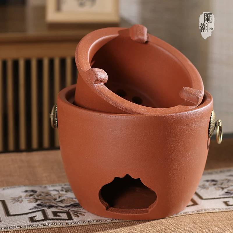 潮州工夫茶茶炉红泥鼓形炭炉烧水炉炭炉户外炉红泥多用炭炉