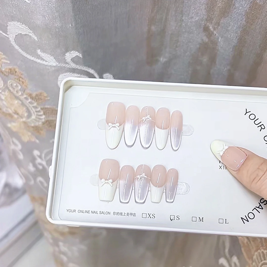 3000 NAIL “白色蝴蝶结”设计师高定原创纯手工高级猫眼显白穿戴甲