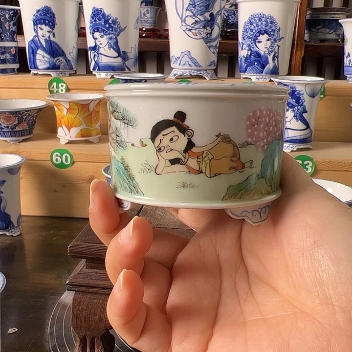 摆件墨奈手绘手工陶瓷花盆