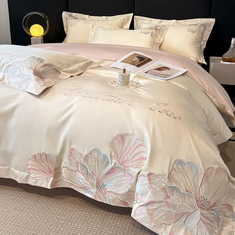 富安娜轻奢高级感160支长绒棉四件套纯棉全棉床单被套床上用品4