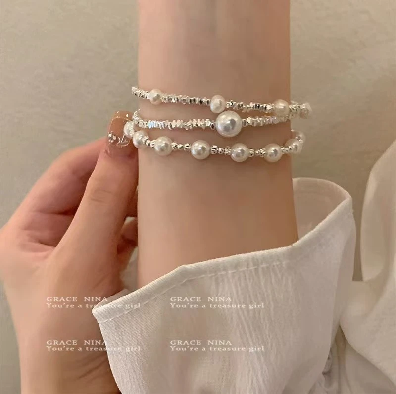 铜合金手链  【顶板】风碎银子珍珠手链女款轻奢小众精致气质温柔