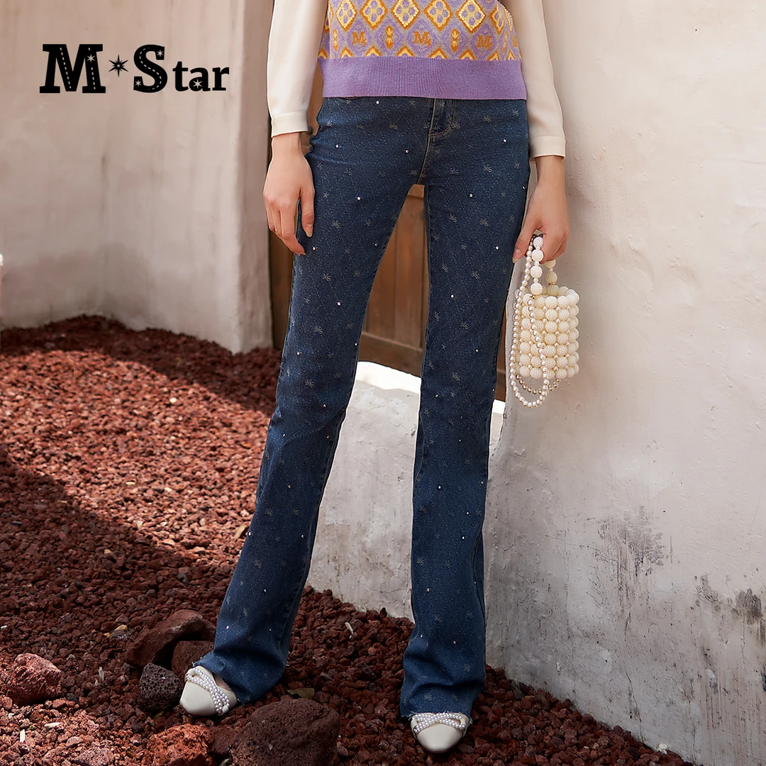 【九月专属】M-Star印花弹力修身牛仔裤 SC112F1594