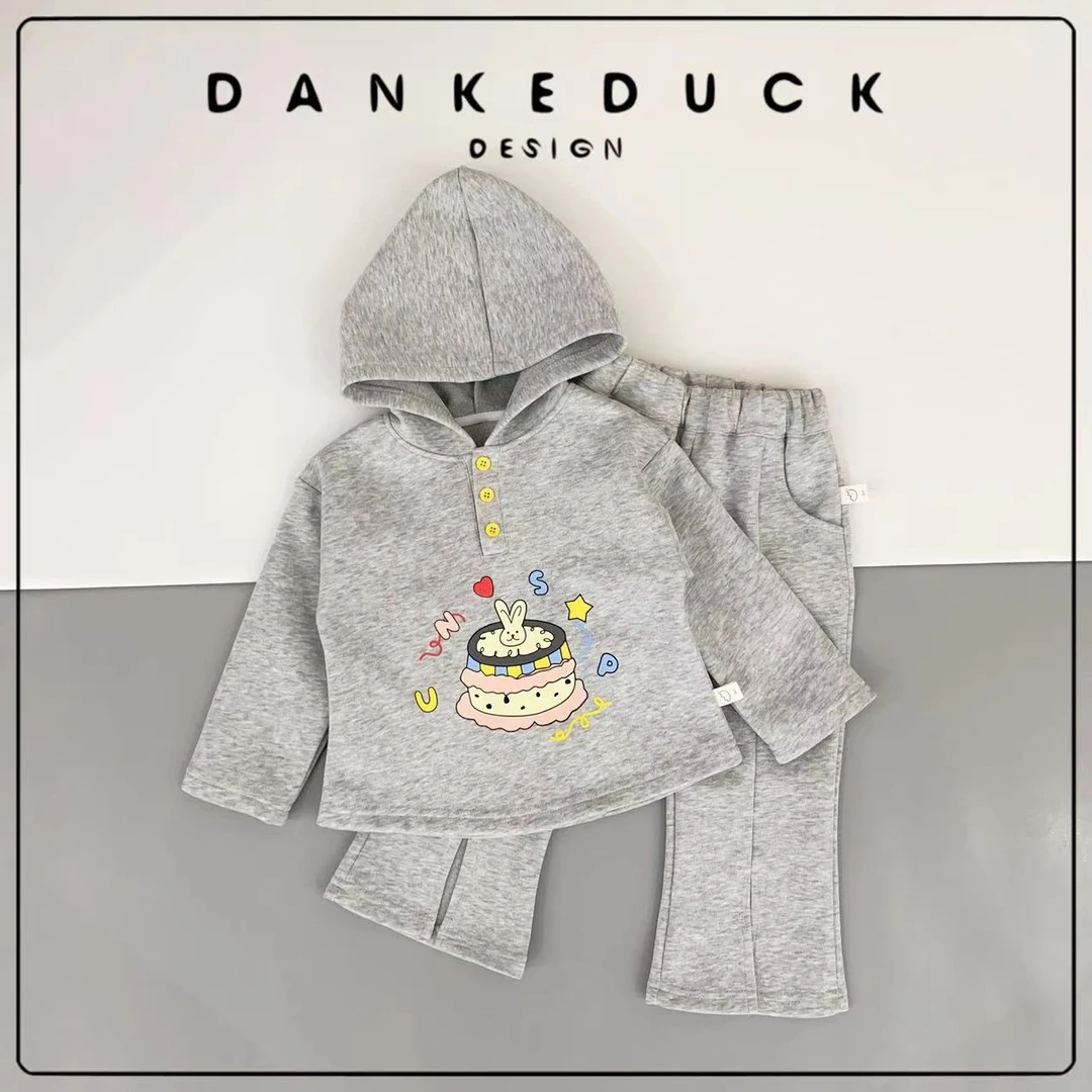 B-0117-（胖爪）韩版女童时髦网红秋季儿童卫衣+喇叭裤两件套