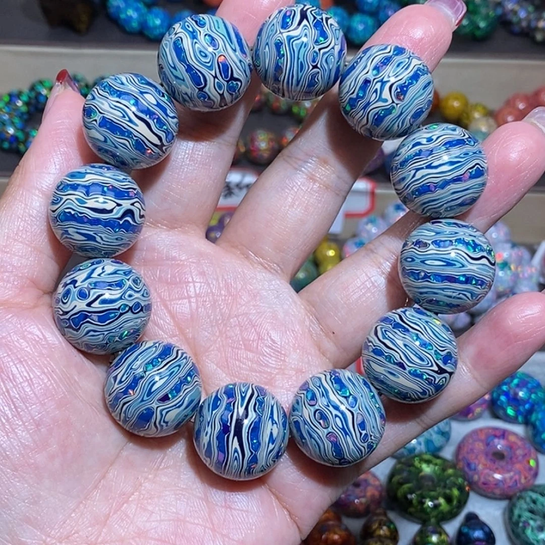 大漆珠2.0手串白蓝欧款