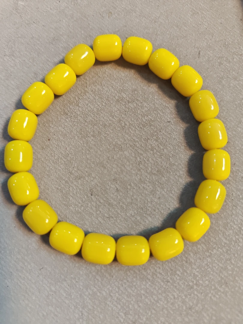 176号-黄色卡8mm桶珠手串随机
