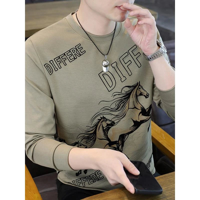 2025新款爆款高端秋季男款长袖卫衣t恤潮牌修身打底衫薄款上衣春